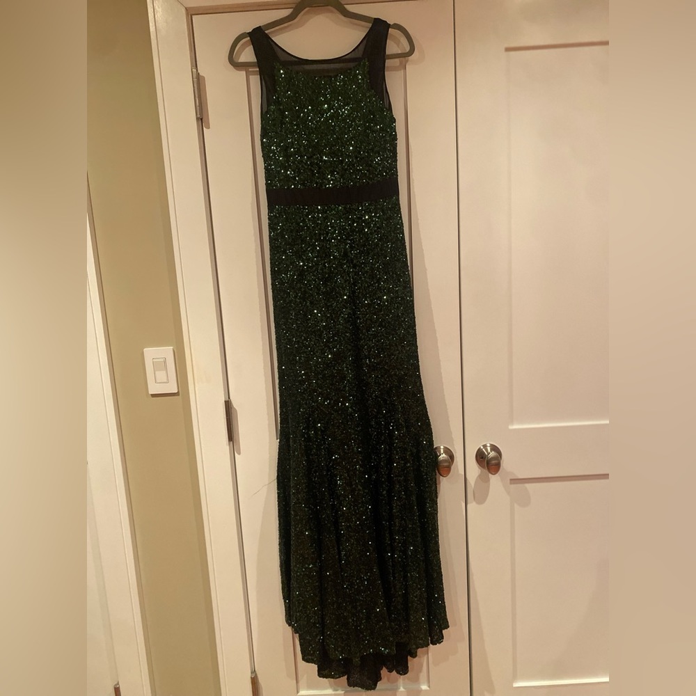 Badgley Mischka Green Sequin Gown